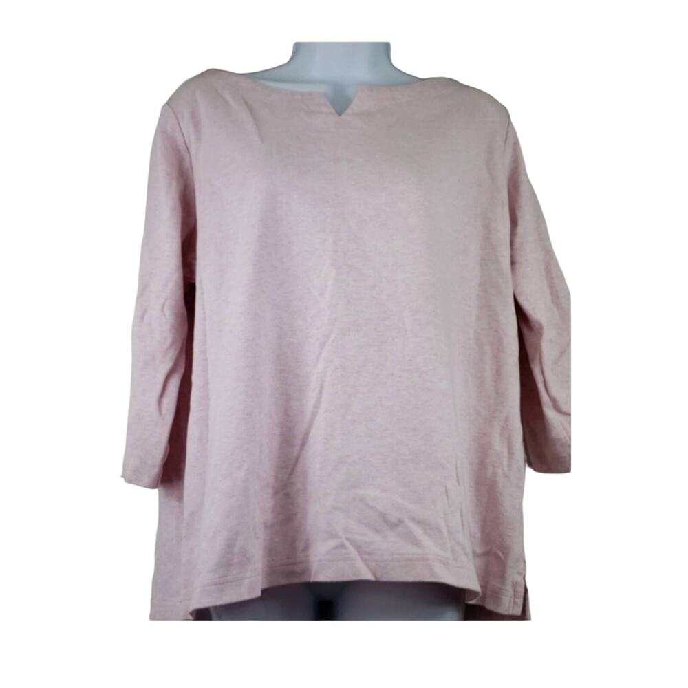 L.L. Bean Pink Marbled 3/4 Sleeve Top XL